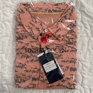 Michel Rouen Men’s Performance Polo Golf Shirt, Light Orange Massif, Small